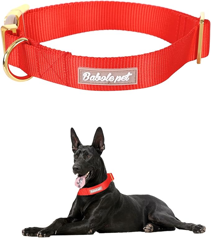 Nylon Dog Collar - Adjustable Red Soft Webbing Dog Collars for Small Medium Large Dogs Boy Girl Puppy Collar with Safety Metal Buckle S