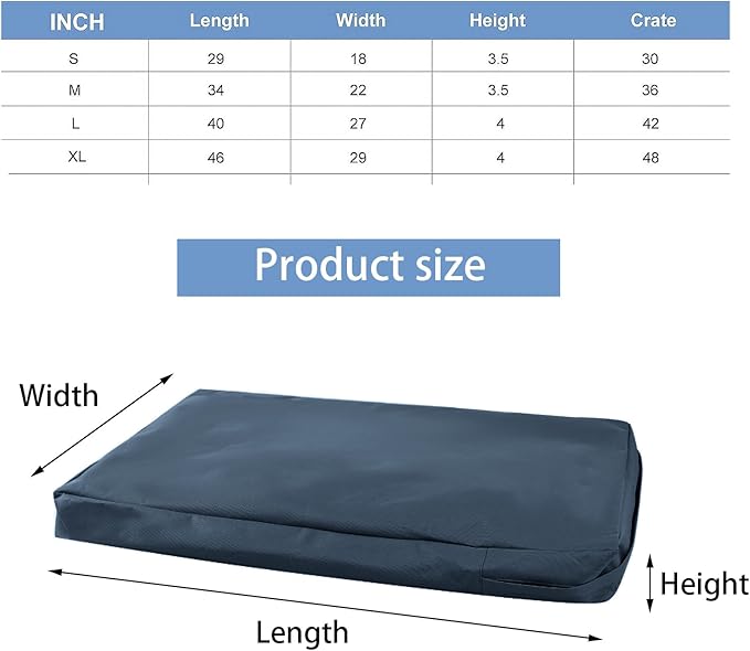Waterproof Dog Bed Cover Replacement for 48 Inch Wire Crates, Heavy Duty Oxford Fabric Pet Bed Sleeve with Zipper, Washable & Durable Mattress Protector for Puppy, 46" L x 29" W x 4" H (Cover Only)