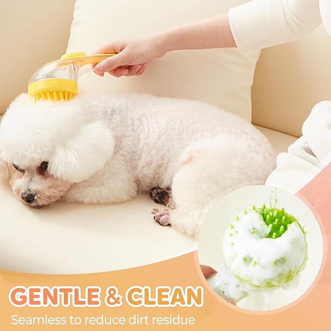 Pet Bath Brush, 2025 New 2 in 1 Dog Bath Brush with Built-in Shampoo Dispenser, Pet Wash Brush for Bathing Dog Grooming Massage Brush for Long Short Haired Dogs Cats Shower (Green, Coarse teeth)