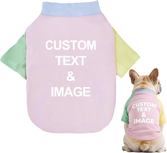 Custom Dog Shirt,Personalized Pet Apparel with Name Text Photo Image,Lightweight Breathable Puppy Kitten Cotton Vest for Small Medium Large Dogs Cats,Puppy Gift (Dopamine Pink, XX-Large)