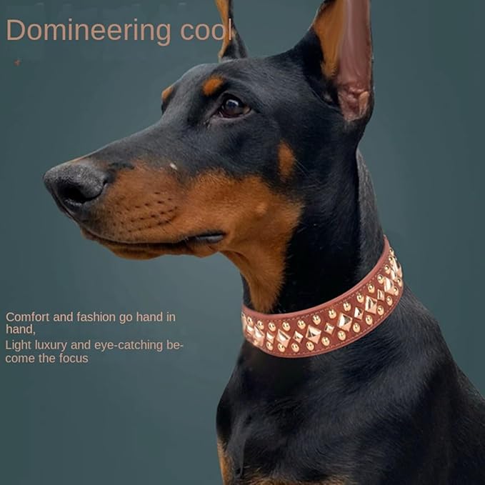Spiked Dog Collar Soft Pu Leather Mushrooms Rivet Spike Studded Puppy Adjustable Pet Collars for Small Breeds (M, Black3)
