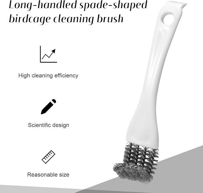 3pcs Bird Cage Brush Cleaner, Stainless Steel Bird Cleaning Brush Durable Droppings Removal Tool for Pet Parrot Fowl Cage Remover Cleaning Accessory