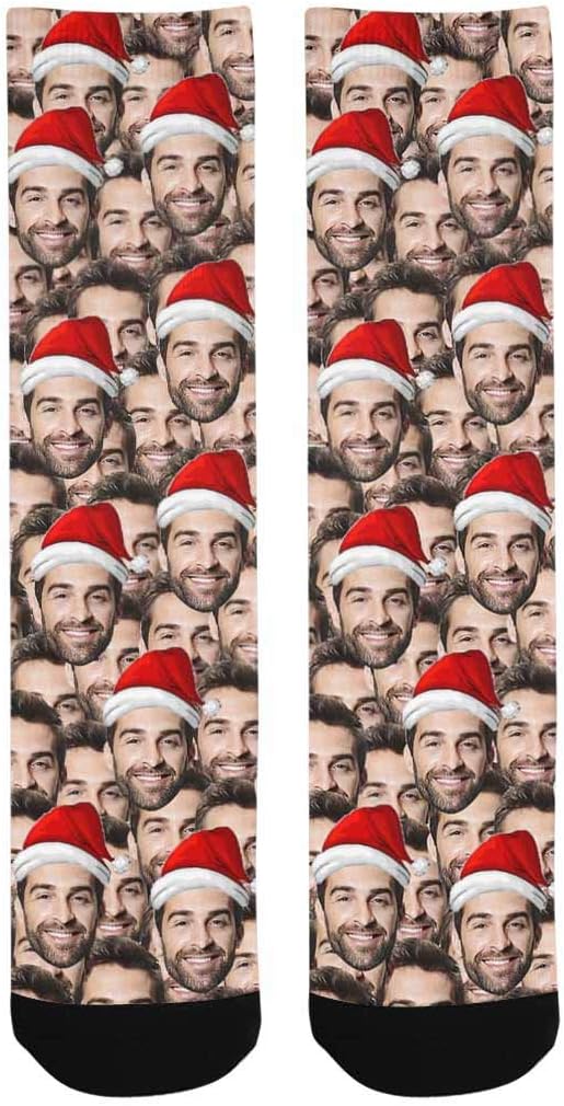 MyPupSocks Custom Personalized Photo Pet Face Socks, Cat and Dog Tracks Paws Bones Crew Socks with Picture for Men Women