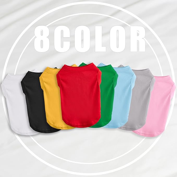 Custom Dog T-Shirts with Name for Pet Dogs, Breathable Personalized Print or Embroidered Name Clothes Summer Clothing for Pet Puppy Cats Kitten(L, 8 Colors T-Shirts)