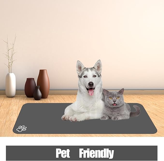 Large Pet Feeding Mat, 39.3" x 15.7" Absorbent Quick Dry Dog Mat for Food and Water Bowl, Non Skid Cat Bowl Mat, No Stains for Pet Water Dispenser Pet Supplies for Messy Drinkers