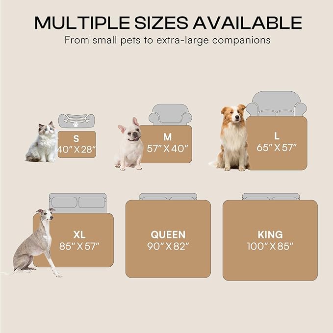 Luciphia Waterproof Pet Blanket, Liquid Pee Proof Dog Blankets for Sofa Bed Couch, Reversible Sherpa Fleece Furniture Protector Cover for Small Medium Large Dogs Cats,Beige-Thicken Large（65" x 57"）