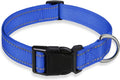 Reflective Dog Collar with Buckle Adjustable Safety Nylon Collars for Small Medium Large Dogs, Navy Blue XXS
