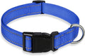 Reflective Dog Collar with Buckle Adjustable Safety Nylon Collars for Small Medium Large Dogs, Navy Blue M