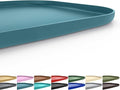 Silicone Pet Feeding Mat with Raised Edge for Food and Water, Dog Bowl Mats, Cat Bowls Placemat with High Lip for Floor Waterproof, Rubber Tray for Cats and Dogs 24 x 16 x0.8 Slate Blue