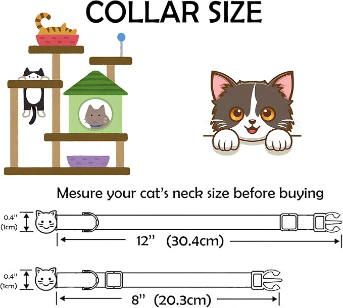 Elegant little tail Fall Cat Collar-2 Pack Pumpkin with Rugby Print Cotton Breakaway Cat Collars with Bell Pendant Kitten Boy Girl Safety Adjustable Collar for Small Cats Puppy