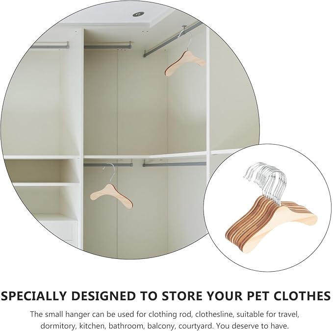 Wooden Dog Clothes Hangers 16cm Large Pet Clothes Hanger Sturdy Household Pet Accessory for Dog and Cat Clothing Storage