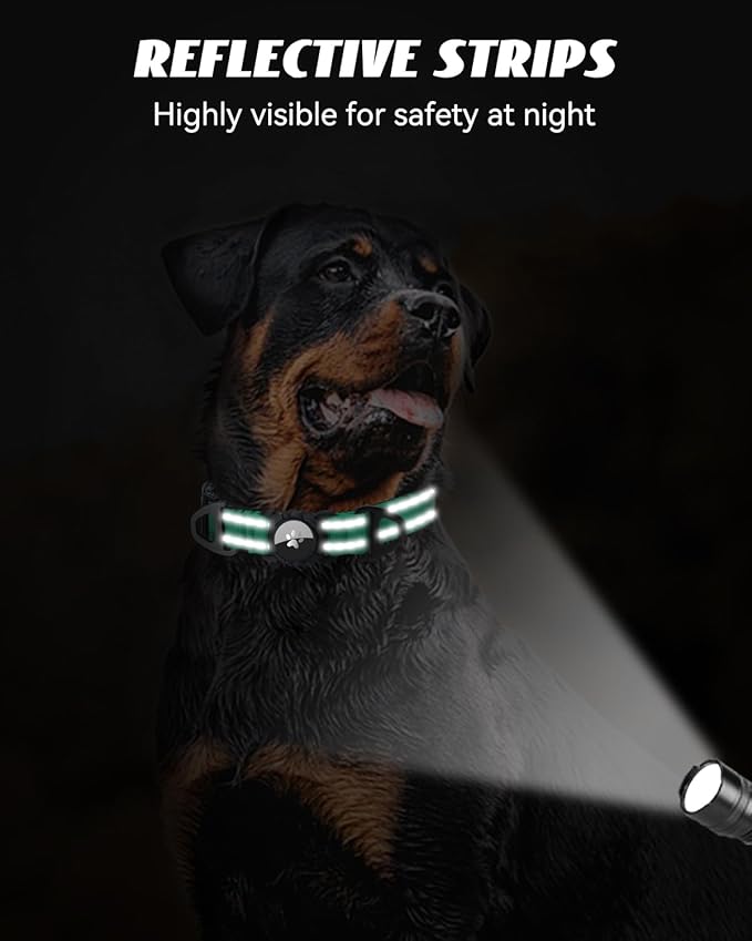 Joytale Airtag Dog Collar, Reflective Pet Collar with Waterproof AirTag Holder, Dual D-Rings, Soft Padded Adjustable for Small Dogs, Teal, S