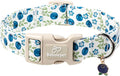 Spring/Summer Dog Collar for Small Dogs - Fresh Blueberry Girl Boy Dog Collars, Soft Lightweight Puppy Collar, Breathable Adjustable Male Female Fruit Floral Dogs Collars S