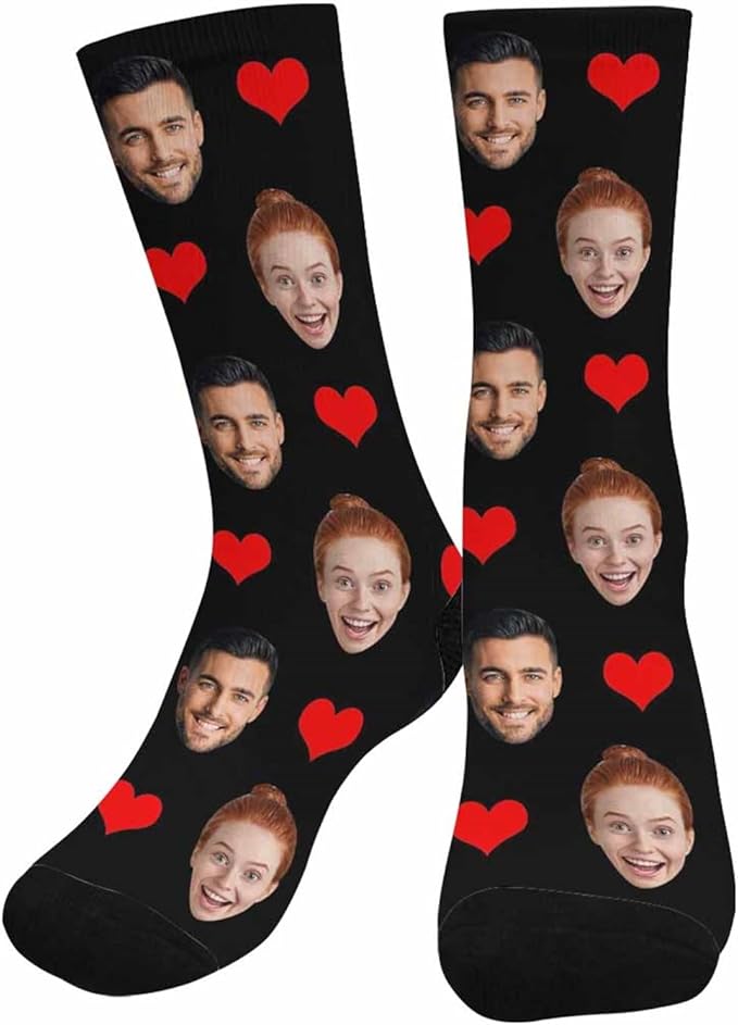 MyPupSocks Custom Personalized Photo Pet Face Socks, Cat and Dog Tracks Paws Bones Crew Socks with Picture for Men Women