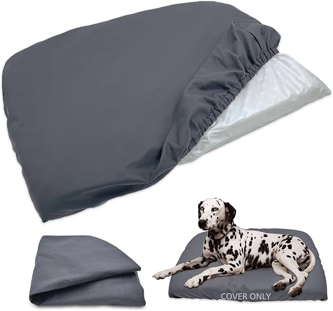 Dog Bed Cover Waterproof Replacement Machine Washable Covers for 24x18 Inch Dog Bed Heavy Duty Scratch Resistant Mattress Protector Pet Bed Cover Only Grey