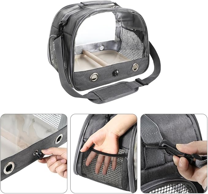 Bird Travel Carrier Portable Parrot Carry Transport Bag with Stand Perch and Tray Breathable Travel Cage for Cockatiel Parakeet Small Bird