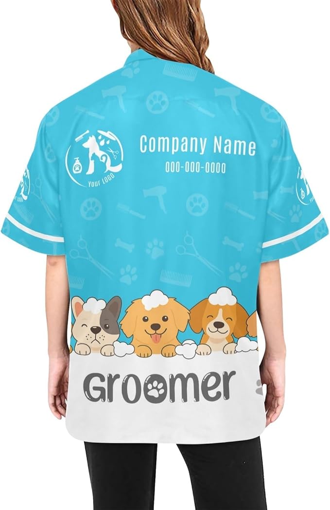 Custom Pet Grooming Jackets with Logo Text, Personalized Dog Salons Groomer Smocks, Unisex Waterproof Workwear