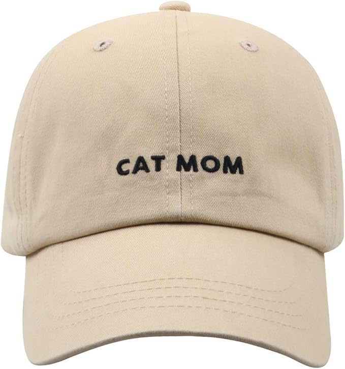 Cat Mom & Dad Hats for Proud Cat Parents | for Men & Women | Embroidered Text - Adjustable Fit - 100% Cotton