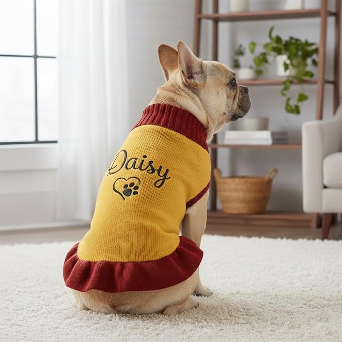Personalized Embroidered Pet Sweater with Name, Soft Knit Dog and Cat Apparel, Custom Pet Clothing for Small to Large Pets, Ideal Gift for Pet Lovers Gift#1