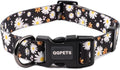 QQPETS Adjustable Soft Dog Collar: Print Flower Pink Multicolor Cute Patterns for XS Small Medium Large Pet Girl Boy Puppy Walking Running Training (L, White Daisy)