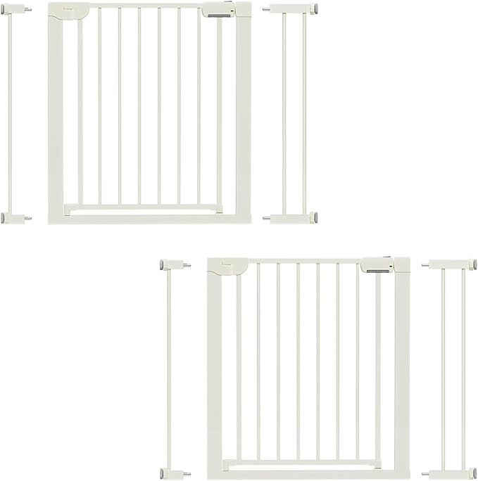29.5-40.6" Magnetic Baby Gate for Stairs, Baby Safety Essentials, Auto Close Gate for Doorways, Easy Install Pressure Mounted Dog Gate Indoor, Pet Gates for Dogs, White (2 Pack)