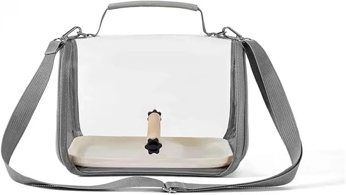 Portable Bird Travel Carrier for Small Birds and Parrots - Wooden Cage with Side Perch, Soft Mat, and Mesh Window Accessory