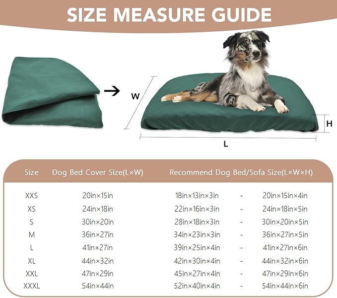 Dog Bed Cover Waterproof Replacement Machine Washable Covers for 30x20 Inch Dog Bed Heavy Duty Scratch Resistant Mattress Protector Pet Bed Cover Only Dark Green