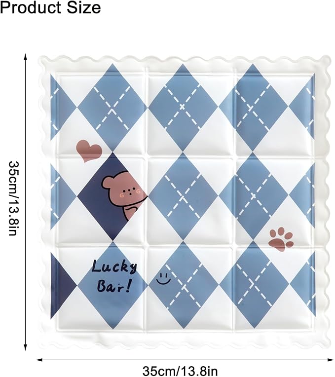 Dog Cooling Mat 13.7” x 13.7” Pet Summer Self-Cooling Pad for Dogs and Cats Non-Toxic Gel No Water or Electricity Needed Easy Washable