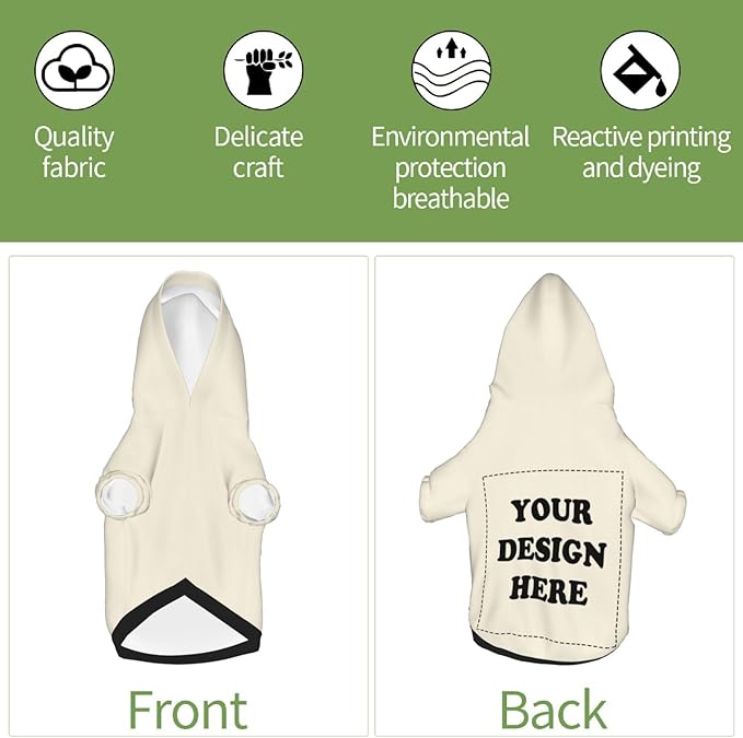 Dog Clothes, Custom Dog Hooded Sweatshirt, Personalized Pet Costume Robe Shirt with Text/Image/Club Name/Pet Shop Logo for Small Medium Large Dogs and Cats, CreamYellow, XL