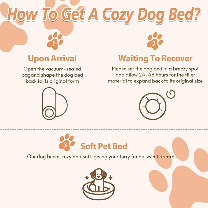 JOLLYVOGUE Calming Dog Bed for Small Dogs - 23 inches Donut Washable Small Dog Bed for Kittens & Puppies, Anti-Slip Round Fluffy Plush Faux Fur Cat Beds (Fits up to 25 lbs Pets, Off White)