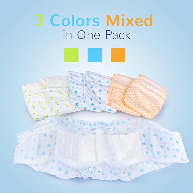 Pet Soft Disposable Male Dog Wraps - Dog Diapers for Male Dogs, Puppy Diapers 12pcs Medium