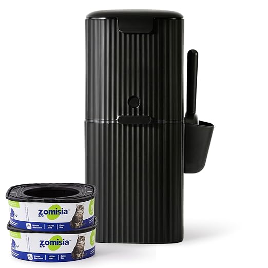 Cat Litter Trash Can for Odor Control, Hands-Free Patent Structure Litter Disposal System with 2 Refill Cartridge Dual-Color Bags Last Up to 36 Weeks