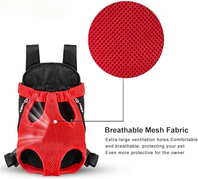 Dog Carrier Backpack, Adjustable Puppy Front Carrier Backpack, Ventilated Dog Chest Carrier for Hiking Camping Travel, Sling Bag for Small Medium Dog Cat Rabbit Puppies, Suit 13-15 lbs (Pink, XL)