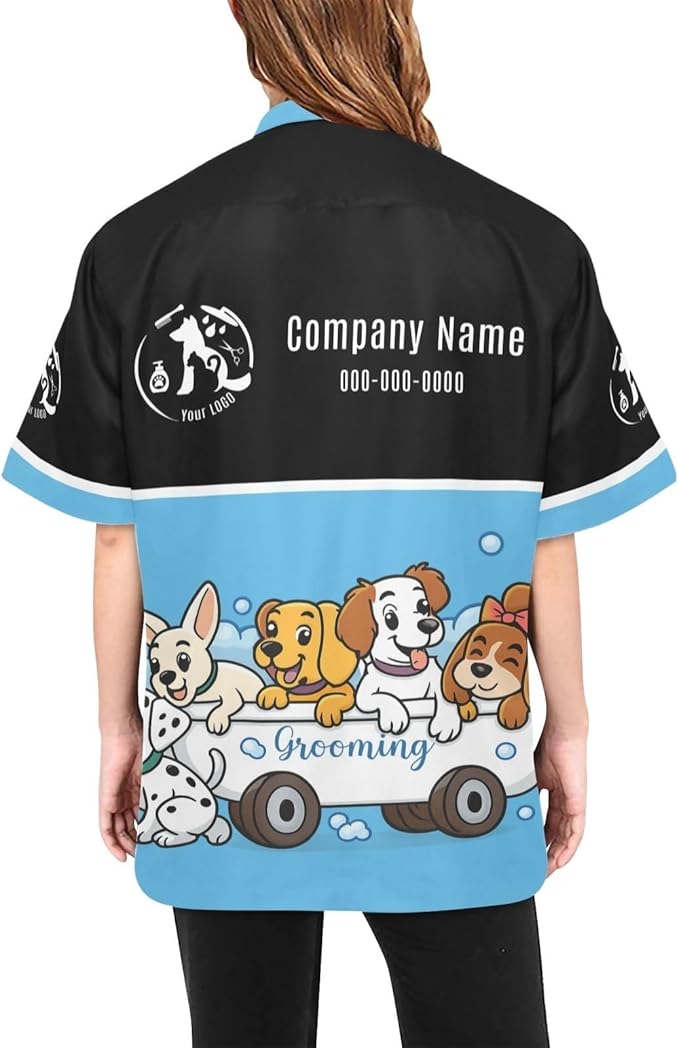 Custom Pet Grooming Jackets with Logo Text, Personalized Dog Salons Groomer Smocks, Unisex Waterproof Workwear