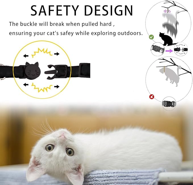 Airtag Cat Collar Breakaway, Safety Kitten Collar with Apple Airtag Holder, GPS Cat Collar with Bell, Lightweigh Tracker Cat Collars for Girl Boy Cats, Kittens and Puppies (Yellow Moon)
