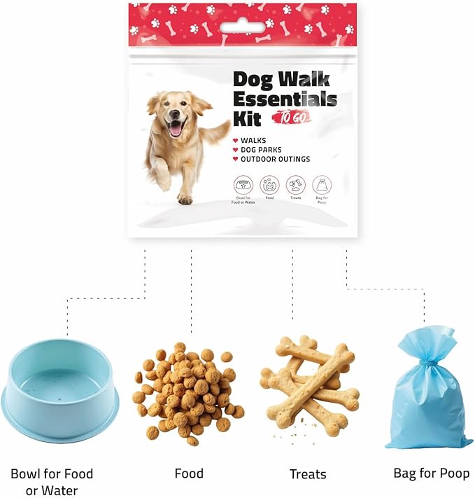 pH Advantage Pet Travel Essentials – Single Pack with Dog Treat, Food, Bowl & Poop Bag – Lightweight Grab-and-Go Kit for Walks, Parks, Car Rides & Everyday Use (Green)