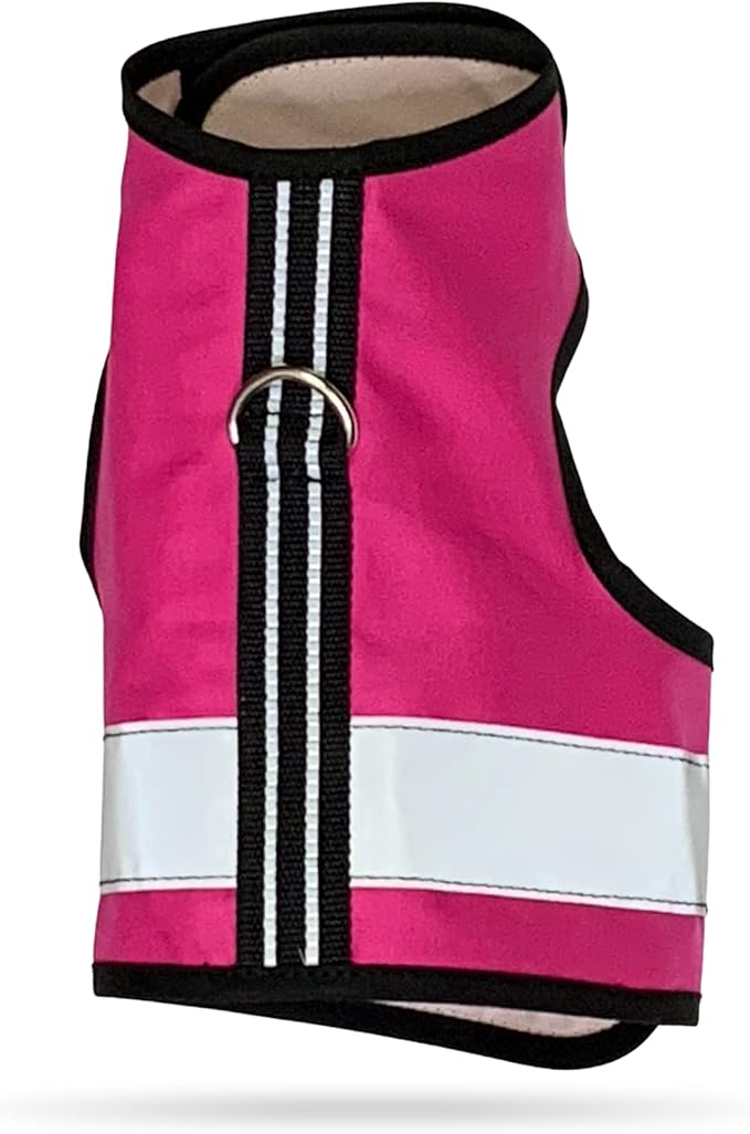 Kitty Holster Reflective Cat Harness – High-Visibility Cat Harness for Travel, Day and Night Walking - Soft Cotton Cat Accessories, Breathable, Secure & Washable, Made in USA - Flamingo Pink, XL
