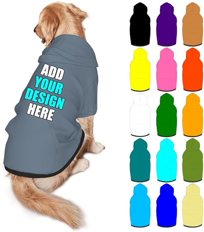 Custom Dog Hoodie Personalized Photo Text Logo Name Dog Clothes, Soft & Warm for Puppy Sweatshirt Hooded for Small Medium Large Dogs Girl/Boy Cats/Kitten, SlateGray, XL