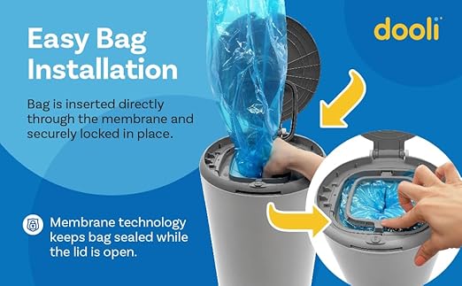 Odor Trapping Litter Pail – Odorless Cat Litter Pail with Lid & 6 Month Supply of Refill Bags and Scooper– One-Finger Tap Lid Opening