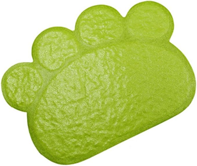 PVC Pet Dog Cat Puppy Kitten Dish Bowl Food Water Feeding Placemat, Non-Slip Cat Litter Mat Paw Shape, Rose Small