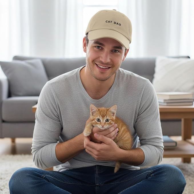 Cat Mom & Dad Hats for Proud Cat Parents | for Men & Women | Embroidered Text - Adjustable Fit - 100% Cotton