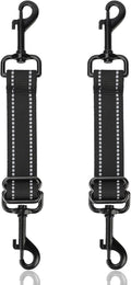 YUEPET Dog Safety Collar Clips 2 Pack Adjustable Prong Collar Backup Clips Reflective Double Ended Backup Clasp Leash Connector for Dog Harness to Collar Safety Clip(Trapezoid Black*2)