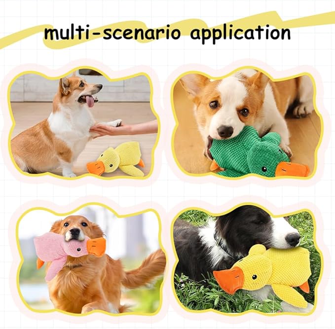 2025 Upgraded Dog Toys, New Durable Calming Duck Toys, Dog Toys for Aggressive Chewers with Soft Squeaker, Fun for Indoor Puppies and Senior Pups (Green, S-8.66 * 9.87in)