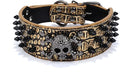 Serijoars Spiked Studded Dog Collar, PU Leather Dog Collar, Adjustable Pet Collars for Medium or Large Breed Pet (M, Gold Brown2)