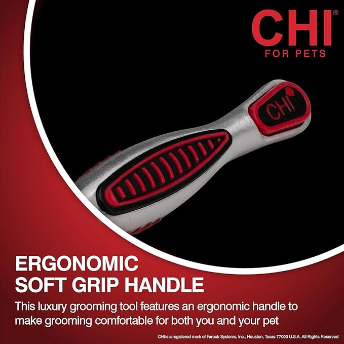 CHI for Dogs Self Cleaning Slicker Brush with Pivoting Head, Small Dog Grooming Brush for Detangling and Removing Loose Hair, Fine Wire Pins for Small Breed Dog Coats, Ergonomic Handle - 3 Pack