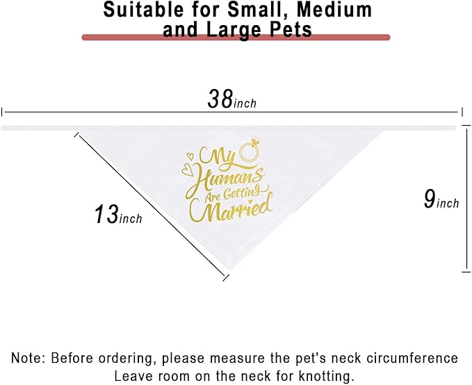 Engagement Gift, My Humans are Getting Married Dog Bandana, Wedding Photo Prop, Pet Scarf, Dog Engagement Announcement, Pet Accessories (Gold)