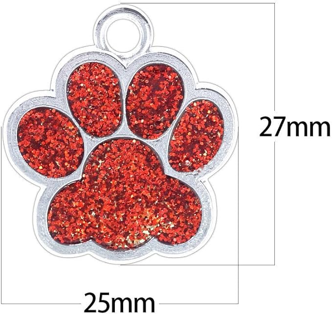 Cute Personalized Pet Name Tags for Cats/Dogs - Glitter Custom pet id tag, Dog id Tags Engraved for Pets, Customizable cat tag, pet Collar Charms, Dog Name tag (Paw-Shaped-Small: Blue)