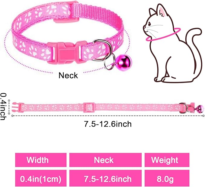 Dog Collar and Leash Set 3Pcs Puppy Collar and Leash Paw Print Whelping ID Collars Buckle Soft Nylon Litter Adjustable Pet Collar for Puppy Small Dogs Walking Training (Pink Green Blue)