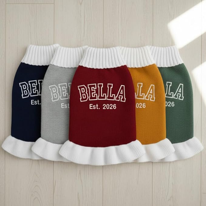 Personalized Embroidered Pet Sweater with Name, Soft Knit Dog and Cat Apparel, Custom Pet Clothing for Small to Large Pets, Ideal Gift for Pet Lovers Gift#2