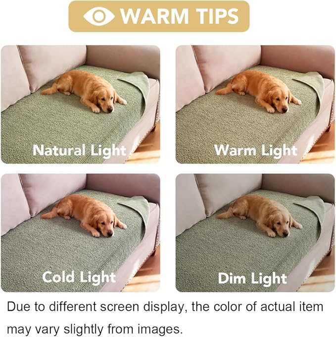 H.VERSAILTEX Non Slip Pet Couch Cover Chenille Dog Bed Protector Thick Soft Sofa Slipcover Pet Friendly Washable Couch Cushion Covers for Pets (30" x 70", Sage)